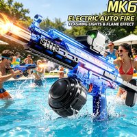 MK6 Electric Water Blaster High Speed Automatic Water Spray Gun with Dazzling Flame Light Effect Best Selling Summer Toy
