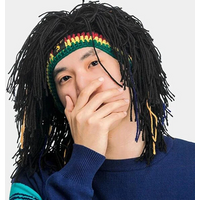 Unisex Synthetic False Braid Dreadlock Wig Beanie Caps Handmade Crochet Hat Gorro Rasta Jamaica African Party Hip Hop Dance Hat