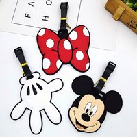 Kawaii Disney Minnie Mickey Mouse Luggage Label Cartoon Luggage Tag Suitcase ID Address Holder Baggage Boarding Portable