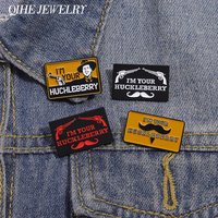 I'M YOUR HUCKLEBERRY Gun Enamel Pins Vintage Western Cowboy Metal Brooches Backpack Lapel Badges Punk Jewelry Gift for Friends