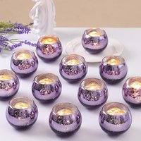 6/12Pcs Round Gold Votive Candle Holders, Mercury Glass Candle Holder Tea Light Wedding Decorations for Centerpieces Table