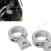 Motorcycle Chrome Aluminum Spotlight Bar Mount Bracket Auxiliary Light Clamp Holder for 7/8" or 1" or 1-1/4" 32mm Crash Bar Tube