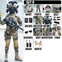 Kids Military Tactical G3 Camouflage Shirt Uniform Set Soldier Costumes for Children Camouflage Top Pants Suit for Boys Girls