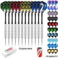 CyeeLife Steel Tip Darts with Aluminum Nylon Shaft, Sharpener, 12Pcs, 20g, 30Pcs Flights, 1Pc