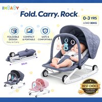 2 In 1 Baby Rocker Bouncer Chair 0-36 Months Portable Foldable With Sun Canopy Toy Kids Soothing Sleeping Chair Max Load 30KG