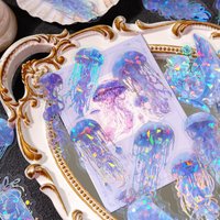 40Pcs/bag Ice Crystal Jellyfish Decorative Shiny Sticker gifts Retro Collage Scrapbooking Label Diy Diary Album Journal Planner