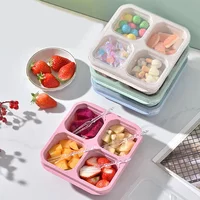 4 Grids Food Storage Box Portable Compartment Refrigerator Freezer Organizers For Vegetable Fruit Independent Sealing Box