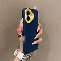 Blue contrasting frame phone case suitable for iPhone 11 12 13 14 15 16 Pro Max 7/8 Plus anti drop protective case