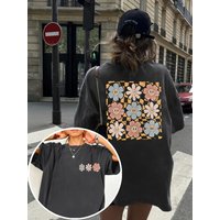 Women's Plus Size Sunshine Flowers Pattern T-shirt Cotton Breathable Fashionable and Versatile Unisex Streetwear Oversized