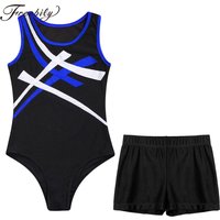 Kids Boys Gymnastics Leotard with Shorts Set Ballet Dance Bodysuit Tank Unitard Training Activewear Gym Yoga Workout Costume