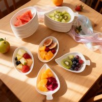 50-Piece Set of Appetizer Plates, Mini Dessert Plates, and Tasting Spoons, Disposable Utensils Set, Featuring 25 Creative Eggshell-Shaped and Creative Leaf-Shaped Combinations, Suitable for Serving