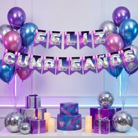 Pre-strung Purple K-pop Music Birthday Party Spain Banner Decor for Boys Girls Anime Theme Singer Fan Meeting Party Supplies