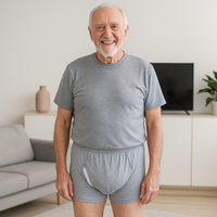 BIAI 1pc Pull Up Adult Cloth Diaper Reusabe Old Man's Diaper Pants Waterproof Diapers Trouser Pocket Anti-leak Breathable Pads