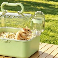 Easy Clean Detachable Small Pet Travel Habitat, Clear Visible Breathable Hamster Carrier with Secure Lock Lid