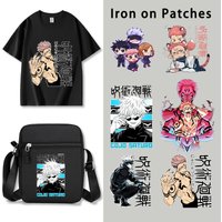Jujutsus Kaisened Iron on Patches Cute Cartoon Anime Heat Transfer Stickers Fashion DIY Clothes Handbags Trendy Clothing Decals