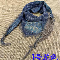 Vintage Art Four Seasons Versatile Scarf with Hairy Edge Printed Triangle Scarf for Women