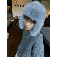 AliExpress 2025New Russia Fluffy Faux Mink Fur Bomber Hats Men Women Winter Korean Plush Pilot Hat Ins Blogger Ear Flap Cycling Trapper Hat