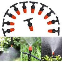 50pcs Drip Irrigation Adjustable Plastic Misting Nozzle 4/7mm Tee Connector Watering Sprinkler Cooling Nozzle Greenhouse