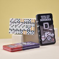 Double Six Dominoes, 28 Tile Colored Dots Domino Game Set with Tin Box, Classic Family Board Games for 2-4 Players