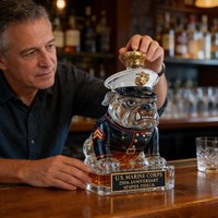 U.S. Marine Corps Bulldog Whiskey Decanter, 250th Anniversary Military Glass Bottle for Bar Decor & Veteran Gifts