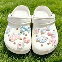 Cute Pink Blue Cartoon Shoe Charms Set PVC Decorations for Clogs & Bags Removable DIY Shoe Buckles Accessories for Girls Kids