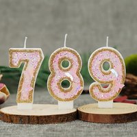 Pink Gold Glitter Number Candle with Butterfly, 0-9 Digital Birthday Cake Topper for Girls Kids Birthday Party Decoration