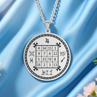 Dawapara Solomon Saturn Jupiter Magic Pendant Square Talisman Pendants Necklace Stainless Steel Occult Jewelry