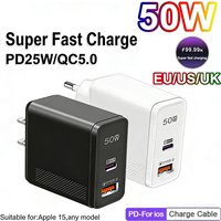 New 50W Super Fast Charging Charger Suitable For Apple 15 pro Huawei And Xiaomi Super Flash Charging EU/US/UK Standards