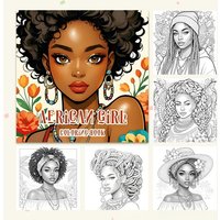Black Girl Coloring Book for Adults 24 Pages Empowering African American Art Stress Relief Relaxation Gift