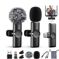 Mini K11 Wireless Lavalier Microphone Auto Noise Reduction Microphone 1 in 2 for Iphone Android Live Streaming/Video Recording
