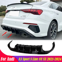Rear Bumper Diffuser Lip Spoiler For Audi 2021-2024 NEW A3 Sport S Line 8Y S3 Sedan Rear Protector Plate Accessories Body Kits