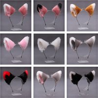 Lolita Cosplay Cat Ears Headband Anime Dance Party Costume Wolf Fox Ear Plush Hairband Kawaii Hair Accessories Props for Girls
