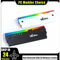Desktop Computer Ram Heatsink ARGB DDR4 DDR3 Universal Memory Heat Sink Addressable Black / White 2 Pcs Pack