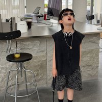 Children Clothes Kids Casual Loose T Shirt 2026 Summer New Korean-style Solid Color Letter Sleeveless T-shirt Boys Casual Top