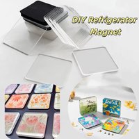 Zestaw do tworzenia magnesów na lodówkę, kreatywne DIY, ręcznie robione, nowatorskie akrylowe naklejki magnetyczne, zdjęcia nie są dołączone, pamiątka, dekoracja domu, prezenty.