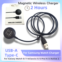 Magnetic Wireless Charger for Samsung Galaxy Watch 7/6Classic/5/5 Pro/4/3/Active2 USB-A/C Smart Watch Charging Cable Dock Access