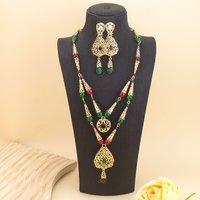 Sunspicems Chic Moroccan Beads Necklace Double Layered Chain Arabic Bridal Jewelry Necklace Earring Sets Banquet Daily Bijoux
