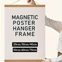 Wooden magnetic poster clip, magnetic photo frame for hanging canvas and pictures, DIY wooden art scroll set