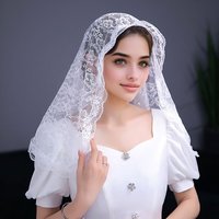 Elegant Lace Mantilla Veil Soft Lace 2 Colors Black and White Spanish Style Rose Lace Veil Head Covering D Shape Veils
