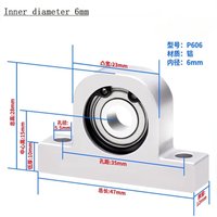 1PCS P-Type Vertical Bearing Housing Components Aluminum Alloy Support Fixed Seat Screw Rod Optical Axis Shaft Support Bearing
