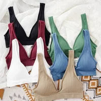 Women Seamless Sports Crop Top Sexy Bra Female Tube Tops Deep V Sexy Women's Underwear Bralette Woman Sleeveless Bandeau Bras