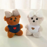 Cute Bow Tie Bear Plush Keychain Cartoon Stuffed Doll Keyring Pendant Bag Charms Couple Backpack Hanging Decoration Lovely Gifts