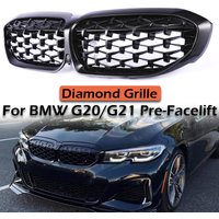 Front Kidney Diamond 340i Style Grill Gloss Black Chrome Grille For BMW 3 Series G20 G21 2019-2023 316i 318i 320i Accessories