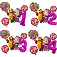 New Masha and Bear Theme Balloons Set Children's Birthday Decoration Number 1-9 Foil Ballons Baby Shwoer Decor Kids Gifts