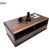 H5.26 all solid black walnut coffee table TV cabinet tea table with storage drawer small apartment simple modern living room