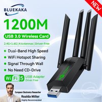 4 Antennas 1200Mbps WiFi USB 3.0 Adapter 2.4G/5GHZ Dual Band WiFi Dongle Wireless Receiver Network Card For PC/Laptop Win 10/11