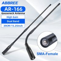 ABBREE AR-166 Gooseneck Walkie Talkie Antenna High Gain UHF VHF SMA-Female for Baofeng UV-5R Mini UV-21 PRO UV-32 Two Way Radio