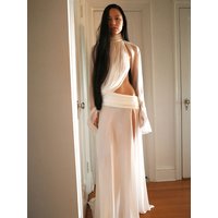 Kliou Sexy Splits Design 2 Piece Set Woman Mesh Patchwork Turtleneck Irregular Shape Tops+Ruched Elastic Waist Long Skirts Suits