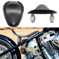 Motorcycle Retro Brown/Black Solo Seat +3" Spring Bracket Mounting Base For Harley Chopper Bobber Leather Saddle Seat