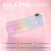 AULA F98 Pro V3 TFT Screen Tri-Mode Wireless Mechanical Keyboard RGB Backlit Hot-swap Gasket Structure 98% Layout Transparent Ke